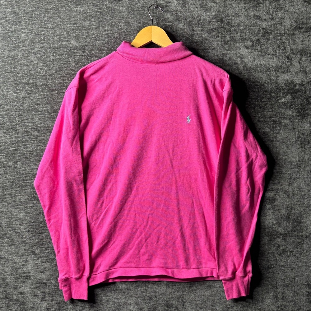 Ralph Lauren Women's XL Pink Long Sleeve Turtleneck Pony Logo Shirt Preppy